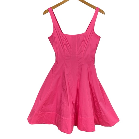 STAUD NWT mini wells pink fit and flare pink dress 4 S - Picture 2 of 8